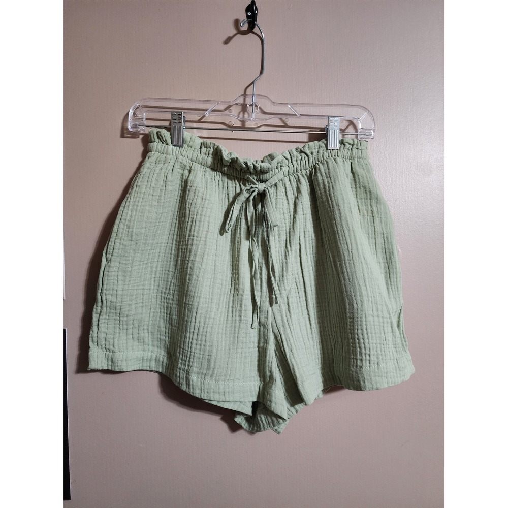 Universal Thread Cotton Gauze Paperbag Shorts S Olive Green